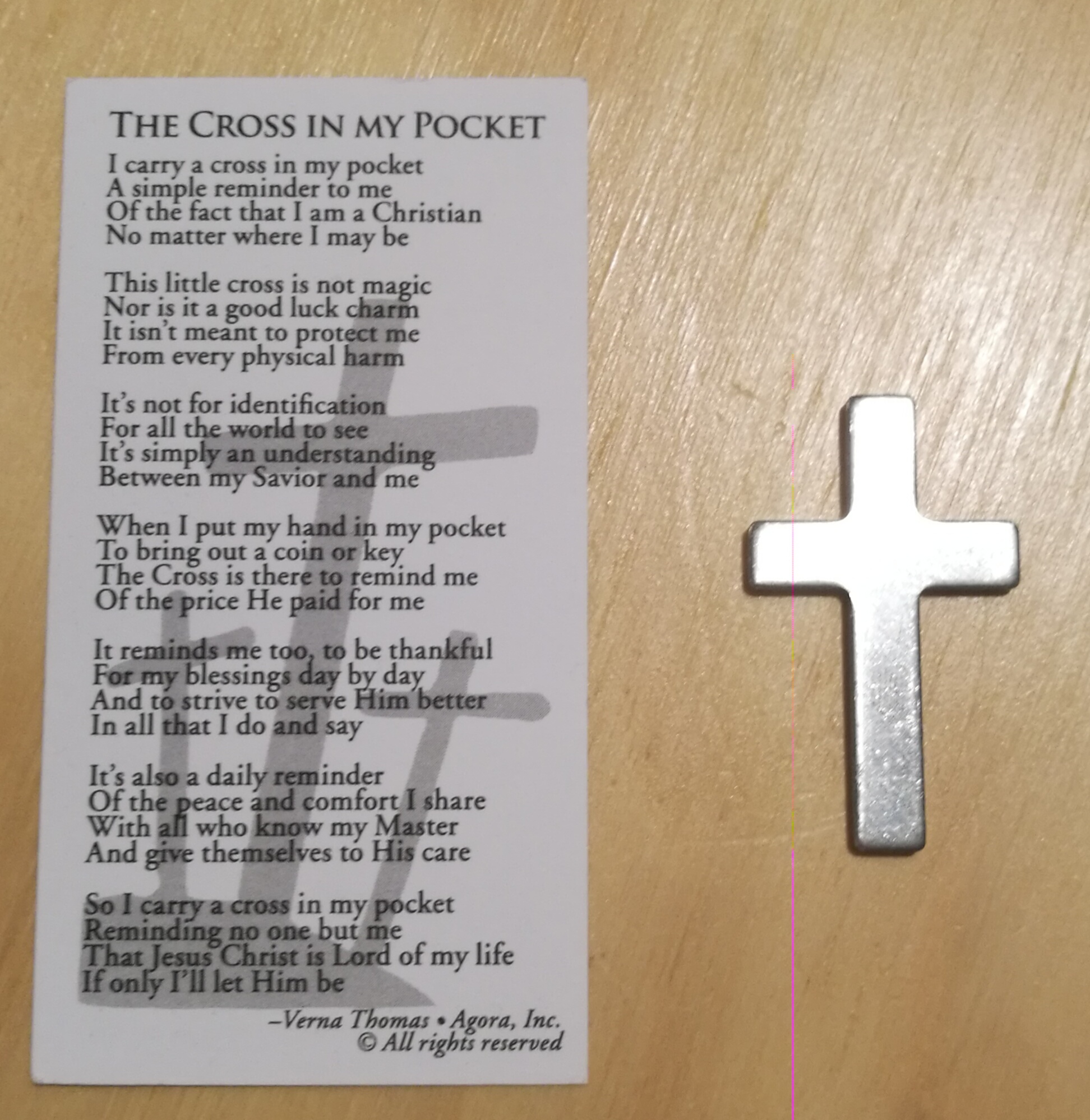 A cross in my pocket